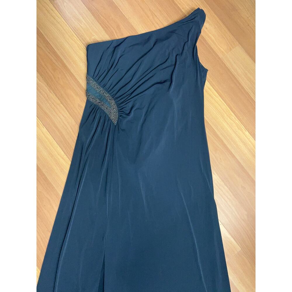 Calvin Klein Beaded Details One Shoulder Dark Gray Maxi Woman Dress Size 16 $298 - Picture 4 of 14